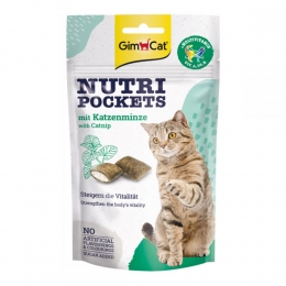 Gimcat Nutri Pockets с кошачьей мятой и мультивитаминами -  Лакомства для кошек Gimpet     