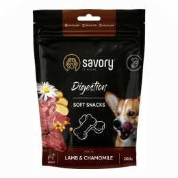 Мягкие лакомства Savory для собак для улучшения пищеварения, ягненок и ромашка, 200 г  -  Лакомства для собак -   Ингредиент: Ягненок  