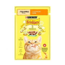 АКЦИЯ Friskies Алюпуч NEW влажный корм с курицей в подливке для кошек 85 гр - 