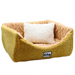 Лежак Бостон мебельная ткань велсофт желтый, 52х44х25 см - Домики и лежаки для собак