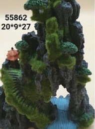 Аквадекор Скала с мостиком и мхом 20*9*27 см 421* -  Скалы и гроты для аквариума 