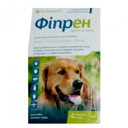Фипрен спот-он для собак 4 пипетки (фипронил), Бровафарма - Средства и таблетки от блох и клещей для собак