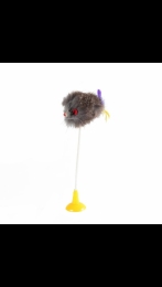 Іграшка для кішок Миша на присоску сіра / біла