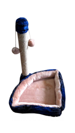 Когтеточка кошачья Фелита джутовая с мягким угловым диваном, столб 62 см, игрушки