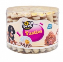 Lolopets трубочки молочные с медом банка 60шт 80995 -  Лакомства для собак Lolo Pets     