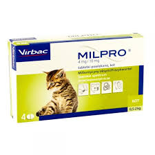 Милпро для котов и котят 4 таблетки мильбемицин, Вирбак -  Ветпрепараты для кошек - Virbac     