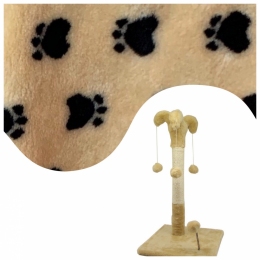 Дряпка Арлекін  для кота джутова основа 37 * 37 см, стовп 67,3 см куля на пружині лапка Бежева - Кігтеточки для котів
