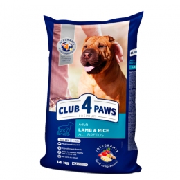Club 4 paws (Клуб 4 лапи) PREMIUM сухий корм для собак з ягням і рисом - Сухий корм для собак