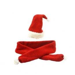 Комплект шапка и шарф Дед Мороз новогодний для собак - Одежда для собак