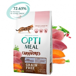 Optimeal сухой корм для взрослых кошек с уткой и овощами -  Гипоаллергенный корм для котов Optimeal   