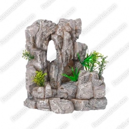 Керамика СН6721 Скала с растениями 15*14*29,5см -  Скалы и гроты для аквариума 