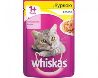 Whiskas для кошек влажный корм с курицей в желе -  Влажный корм для котов - Whiskas     