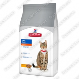 Hills SP Feline Adult Oral Care сухой корм для снижения образования зубного налета у котов и кошек с курицей  -  Сухой корм Хиллс для кошек 