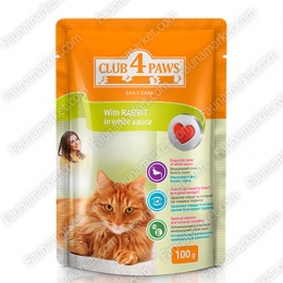 Club 4 paws (Клуб 4 лапы) влажный корм для котов с кроликом в белом соусе -  Консервы Клуб 4 Лапы для кошек 