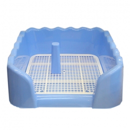 Туалет для собак под пеленку глубокий борт с решеткой и столбиком 43х43х15см - Туалет под пеленку для собак