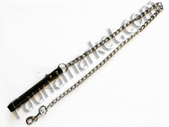Поводок-цепочка для собаки с кожаной ручкой SHL3511 110 см - Поводки для собак