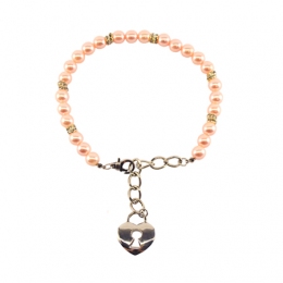 Ожерелье Счастливый замок розовый жемчуг+стразы 30см - Украшения для собак