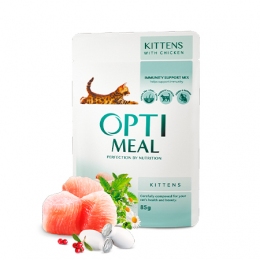 Optimeal консервы для котят с курицей 85г -  Влажный корм для котов -  Ингредиент: Курица 