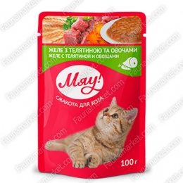 Мяу! Желе с телятиной и овощами - влажный корм для котов -  Влажный корм для котов Мяу     