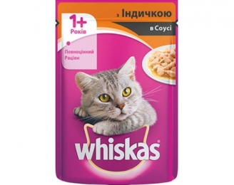 Whiskas для кошек влажный корм с индейкой в соусе -  Влажный корм для котов -  Ингредиент: Индейка 