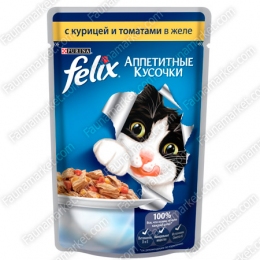 Felix влажный корм для котов с курицей и томатами в желе 85г - 