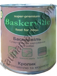 Baskerville Кролик консерва для дорослих собак з локшиною і морквою -  Консерви для собак Баскервіль (Baskerville) 