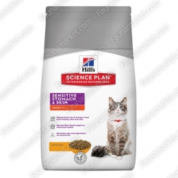 Hills SP Feline Adult Sensitive Stomach & Skin сухий корм для кошек с чувствительным пищеварением с курицей -  Сухой корм Хиллс для кошек 