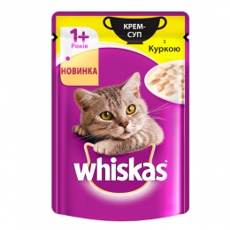 Whiskas крем-суп с курицей для котов и кошек -  Влажный корм для котов -   Класс: Эконом  