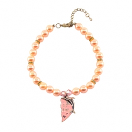 Ожерелье Счастливый дельфин розовый жемчуг+стразы 30см - Украшения для собак