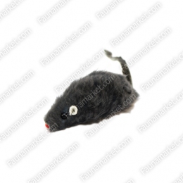Мышь черная натуральная с погремушкой - Игрушки для котов