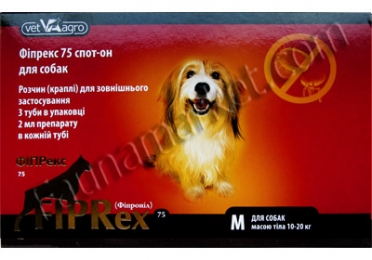 Фипрекс для собак -  Средства от блох и клещей для собак -   Действующее вещество: Фипронил  