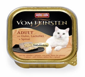 Animonda Vom Feinsten консерва для кошек с курицей, лососем и шпинатом -  Влажный корм для котов Vom Feinsten     