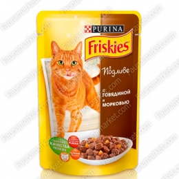 Friskies вологий корм для кішок яловичина і морква в підливі -  Консерви для котів Friskies 