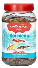 Корм для коропів КОІ меню чіпси (100г) Акваріус (банка) -  Корм для риб Акваріус     