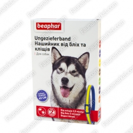 Beaphar Ошейник от блох и клещей для собак сине-желтый 65см -  Средства от блох и клещей для собак -   Действующее вещество: Диазинон  