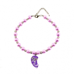 Ожерелье Сиреневая бабочка жемчужное+стразы с кулоном 30см -  Украшения для собак -   Тип: Ожерелья  