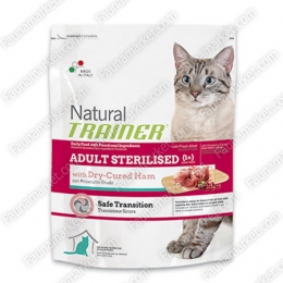 TRAINER NATURAL ADULT STERILISED With Dry-Cured Ham сухий корм для котів з сушеним копченим окостом -  Сухий корм для кішок Trainer     