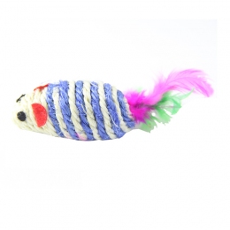 Миша сизалева з пером - Іграшки для котів та кішок