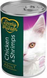 Корм Lovely Hunter Adult Chicken and Shrimps Вологий для дорослих кішок з куркою і креветкою 400 гр.  -  Вологий корм для котів -   Інгредієнт Креветка  