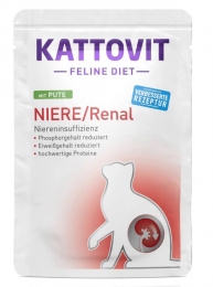 Вологий корм Kattovit Renal Turkey Chunks in Sauce для котів, з індичкою шматочками в соусі, 85 г -  Вологий корм для котів -   Потреба Ниркова недостатність  