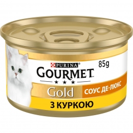 АКЦИЯ Gourmet Gold Соус де-люкс влажный корм с курицей для кошек 85 гр -  Акции Gourmet Gold   