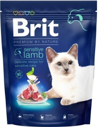 Brit Premium Сухий корм для дорослих котів з чутливим травленням із ягням -  Корм Brit Care (Брит Кеа) для котів 
