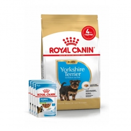 АКЦІЯ Royal Canin Yorkshire Puppy Набір корму для цуценят йоркширський тер'єр 1,5 кг+ 4 паучі - Акції від Фаунамаркет