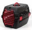 Переноска для животных черная пластик красные двери